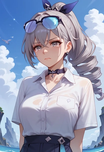 star rail,silver wolf,polo shirt,tennis skirt  - AI generated anime art